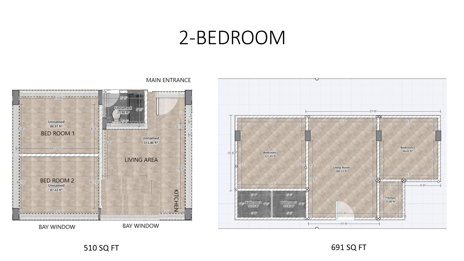 2-Bedroom Layout Designs
